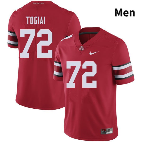 Ohio State Buckeyes Tommy Togiai Men's #72 Red Authentic Stitched College Football Jersey